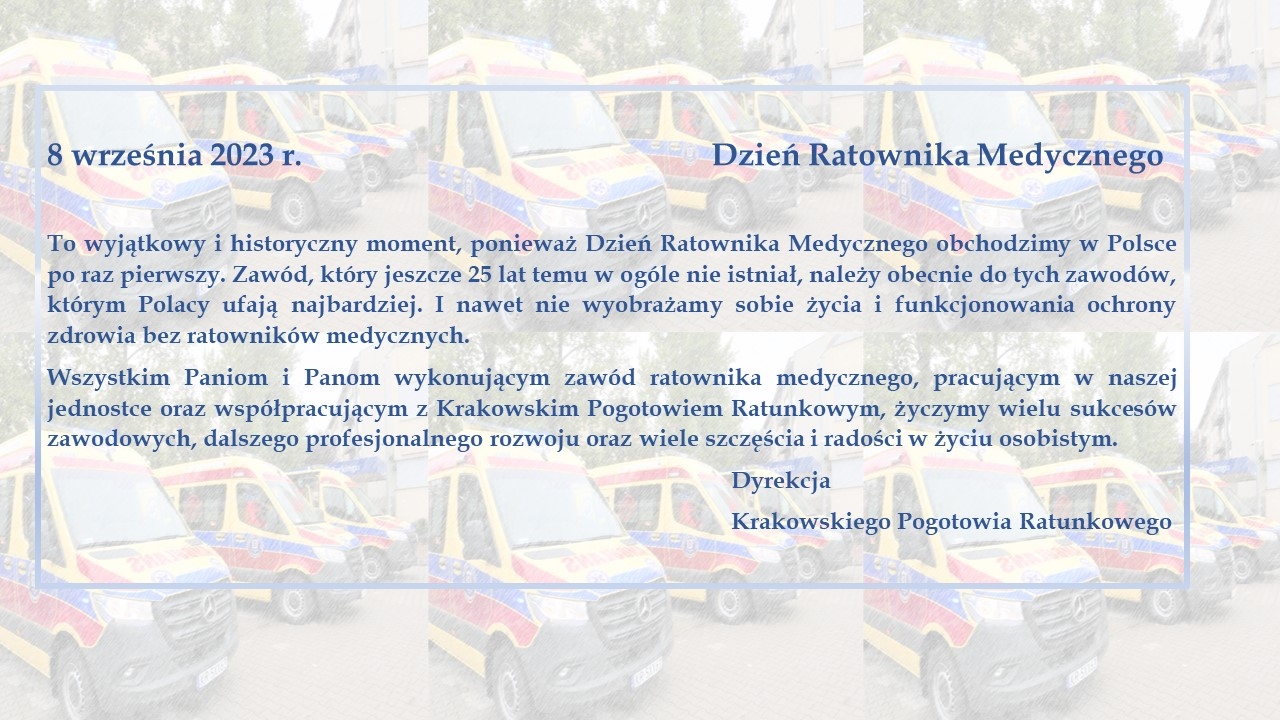 8 WRZEŚNIA - DZIEŃ RATOWNIKA MEDYCZNEGO