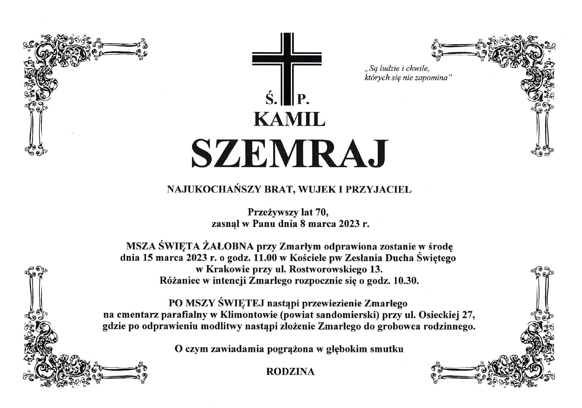 ODSZEDŁ KAMIL SZEMRAJ